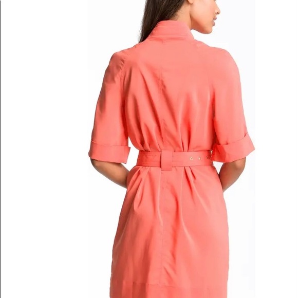 Donna Morgan Silk shirt dress in coral size 0 - Picture 2 of 5